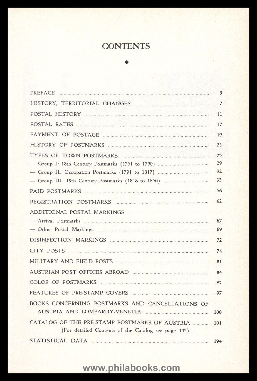 Mueller (Edwin), Handbook of the Pre-Stamp Postmarks of Austria, 1 ...