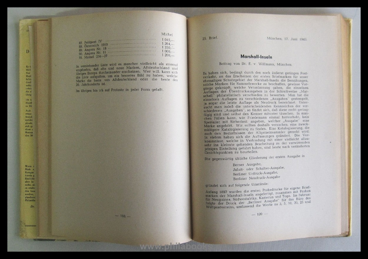 Müller-Mark, E., Reflections on Philately I, popular reading...