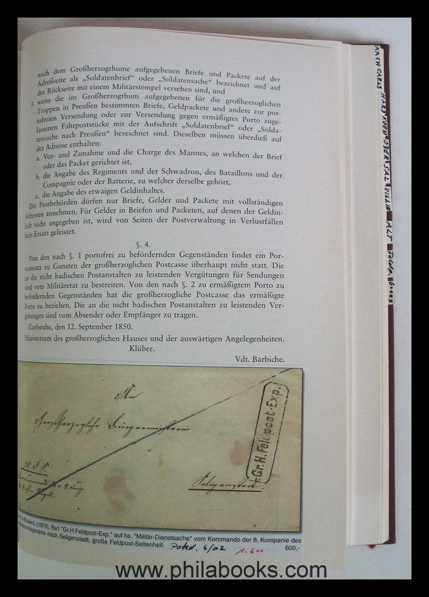 Graf, E., Handbook of Baden pre-philately 1700-1851, 1971, Po ...