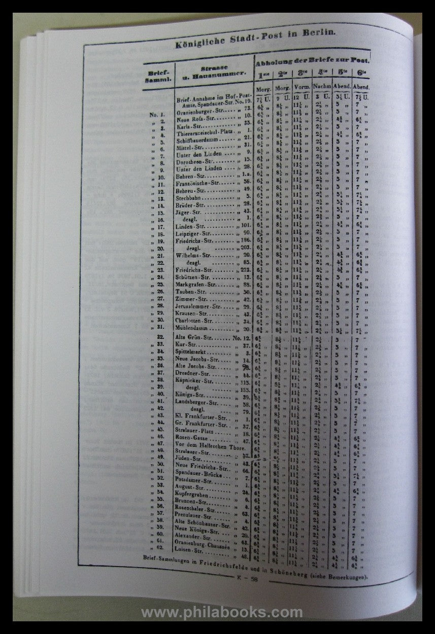 Münzberg, W., Preussen, Postgeschichte und Postanstalten 1649-1923 ...