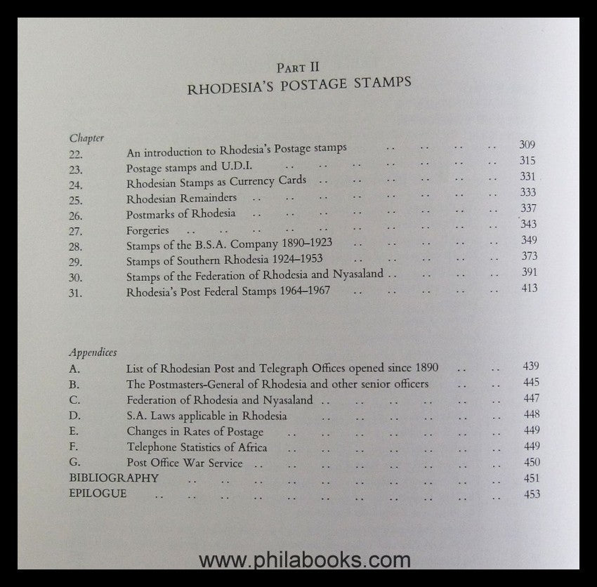 Smith, R.C., Rhodesia - A Postal History , Its Stamps, Posts and T ...