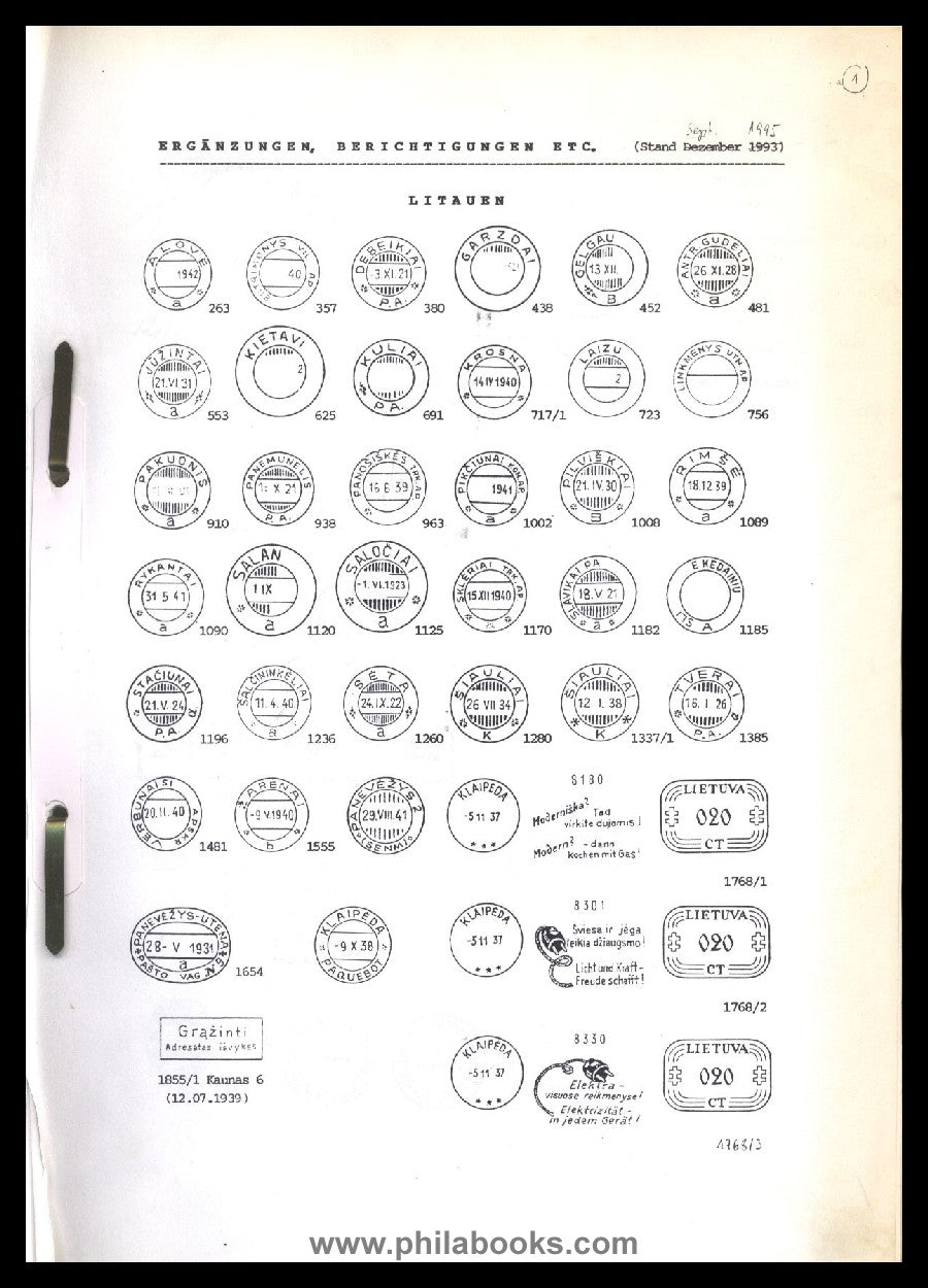 Fugalevicius, V., Pasto Antspaudai, Poststempel in Litauen, 1990, ...