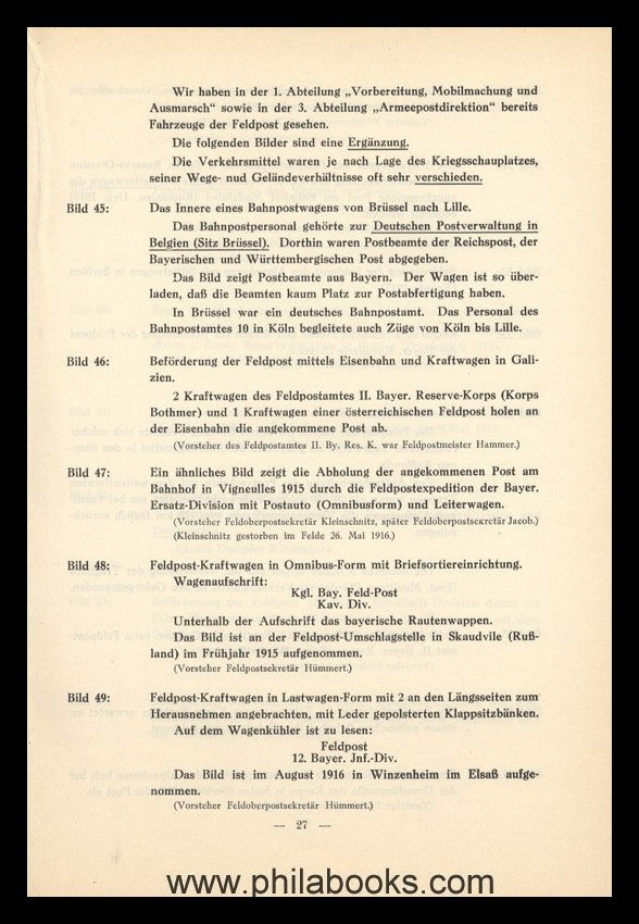 Reindl/Hümmert, Bayerische Feldpost im Weltkrieg 1914-1918, Lichtb ...