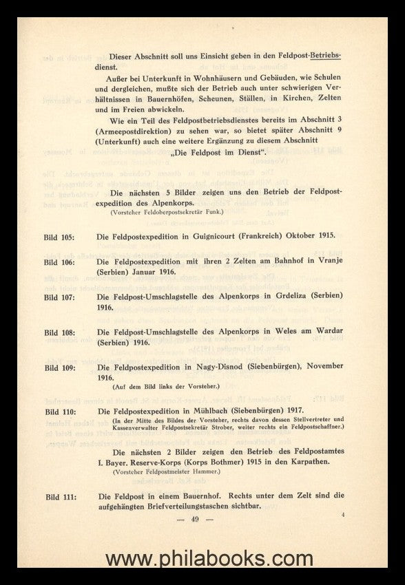 Reindl/Hümmert, Bayerische Feldpost im Weltkrieg 1914-1918, Lichtb ...