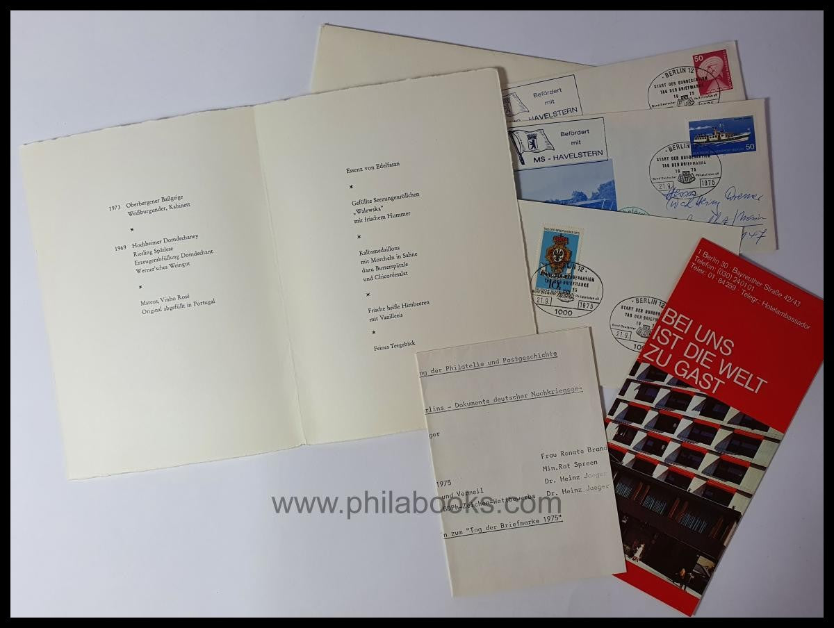 1975, Berliner Philatelisten-Klub von 1888, frankierte Speisekarte ...