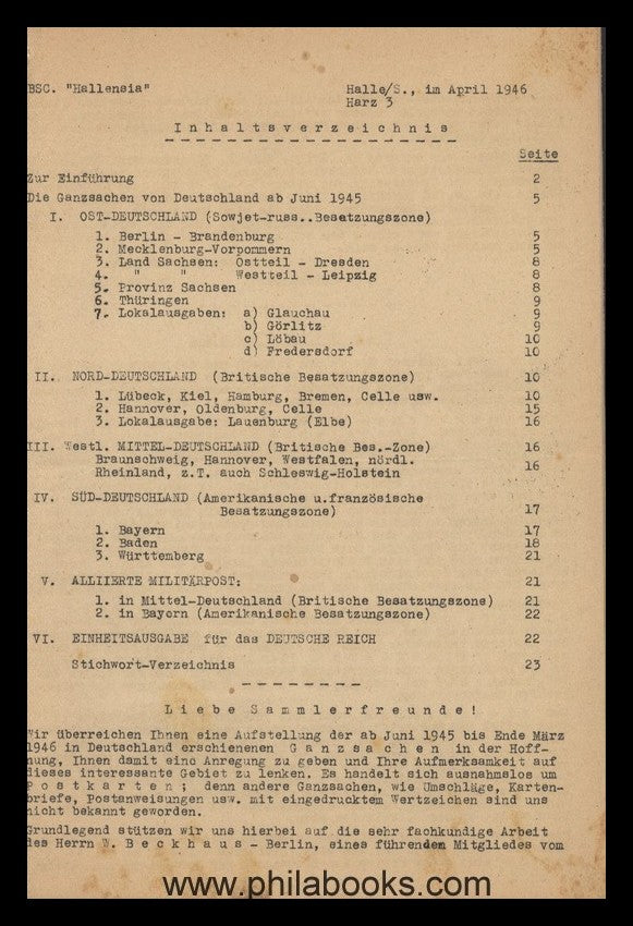 HALLENSIA: Zirkenbach/Schulze-Dirks (ed.), List of from J ...