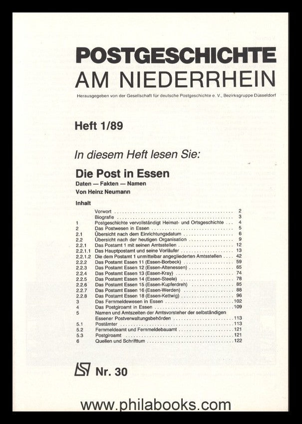 ESSEN, Neumann, H., The Post in Essen, published as issue 1/1989 ...