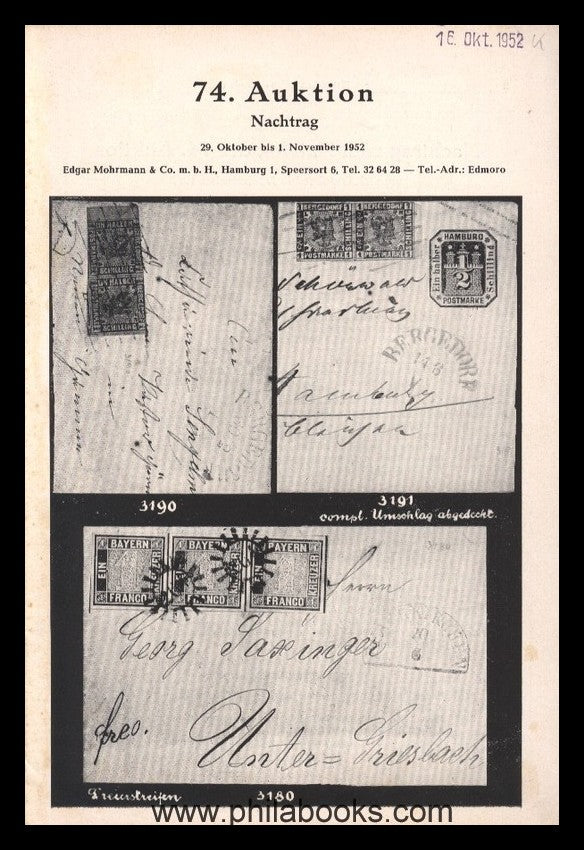 Mohrmann-Munich, Auction 074, 1952-10, #ad, Hamburg, Baden,…