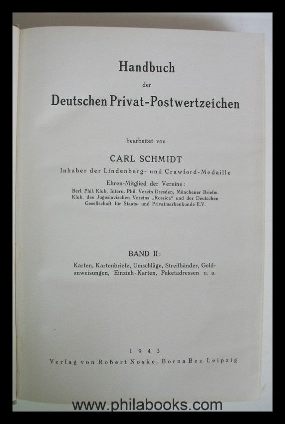Schmidt, C., Handbook of German Private Postage Stamps, Volume I ...