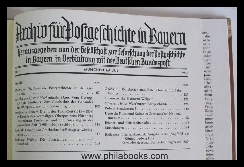 Archiv für Postgeschichte in Bayern 1953/ I+II, beide Ausgaben 195 ...