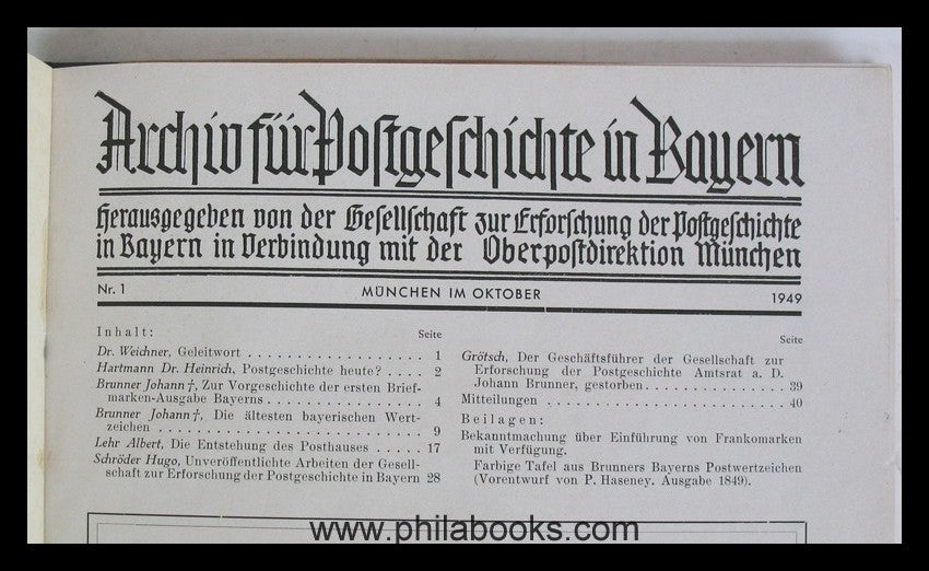 Archiv für Postgeschichte in Bayern, hier die ersten 3 Nachkriegsa ...