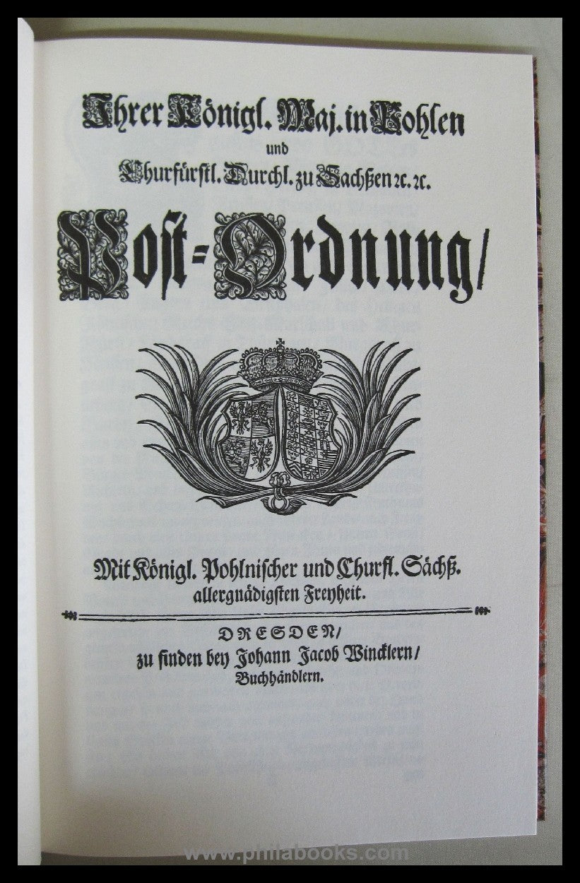 Haase (Hrsg.), Sächsische Post - Ordnung vom 27. Juli 1713, biblio ...