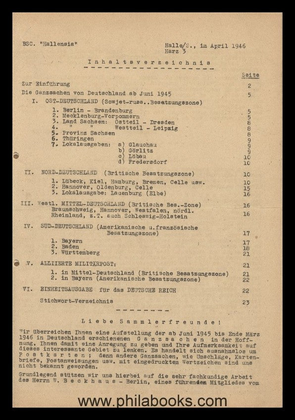 Zirkenbach/ Schulze - Dirks, Die Ganzsachen von Deutschland ab Jun ...