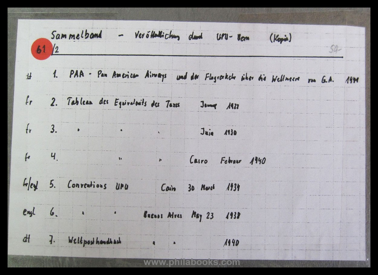 L' Union Postale, Sammelband von Kopien aus den Veröffentlichungen ...
