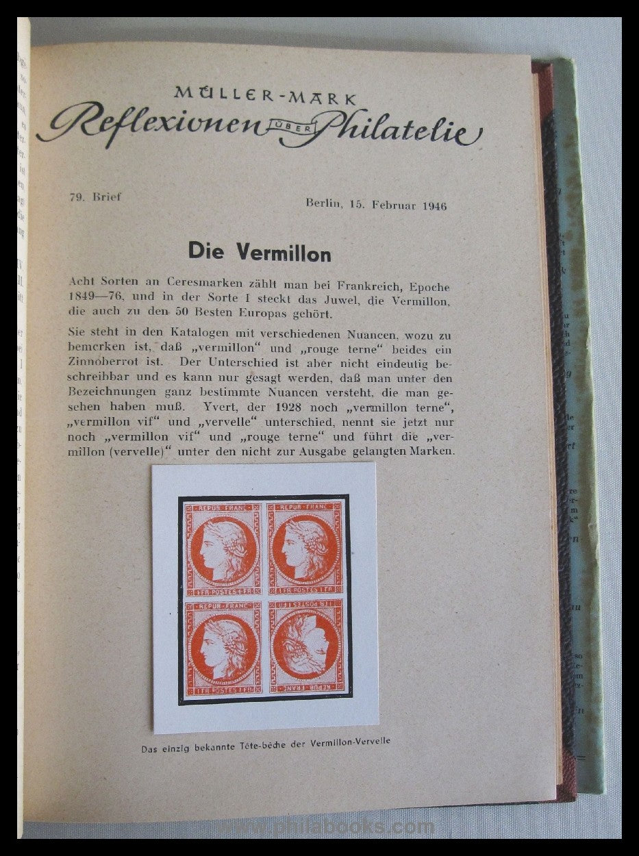 MÜLLER-MARK, E., Reflexionen über Philatelie, II. Aus dem Stegreif ...