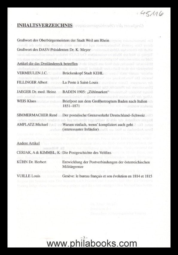 Simmermacher, R., Der postalische Grenzverkehr Deutschland-Schweiz ...