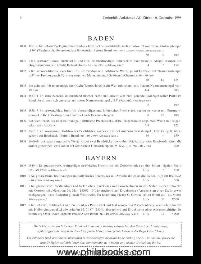 Corinphila, Auktion 109, 1998-12 'Schwan'