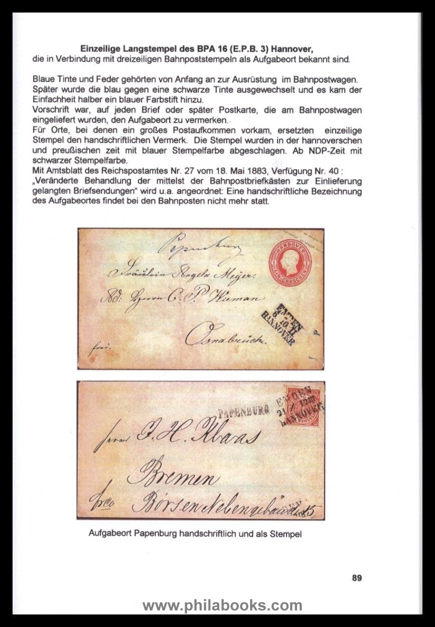 Jänecke, J., Die Stempel des Bahnpostamtes BPA 16 Hannover, 2005, ...