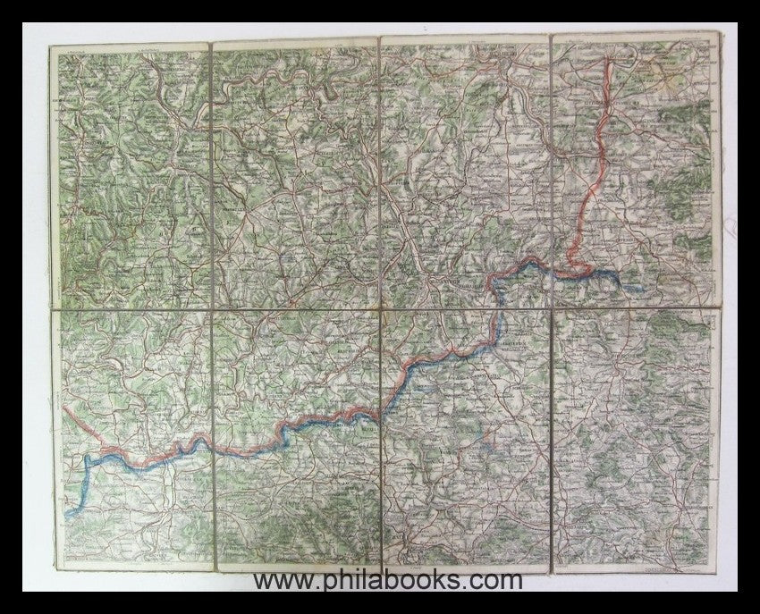 1909, imperial maneuvers, scale 1,250 00, folding map mounted in color...