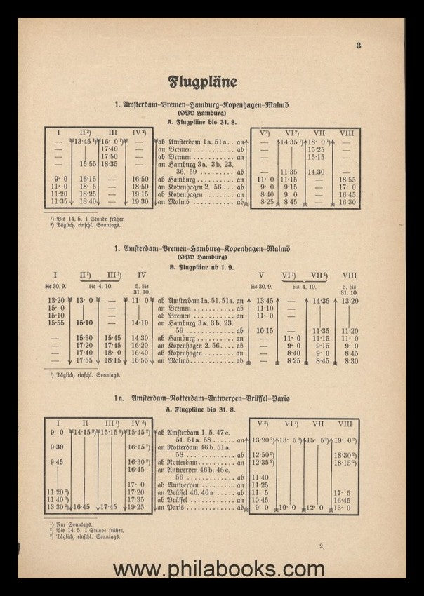 Reichspostministerium (Ed.): Flight plans for airmail traffic 1st March ...
