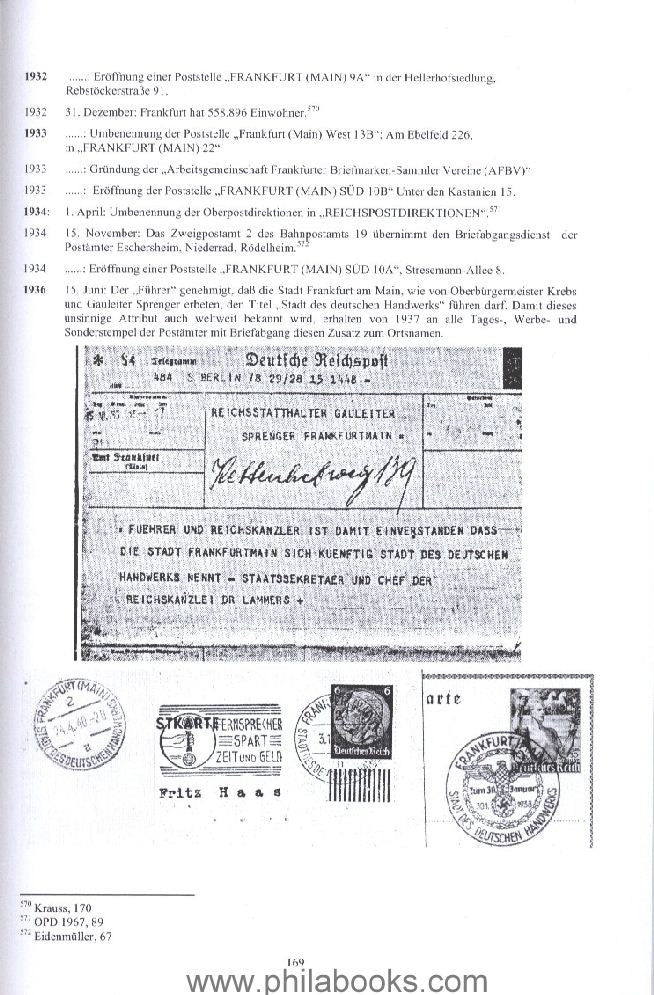 FRANKFURT AM, Kremer, Karl Heinz, Chronicle of the Post in Frankfurt ...