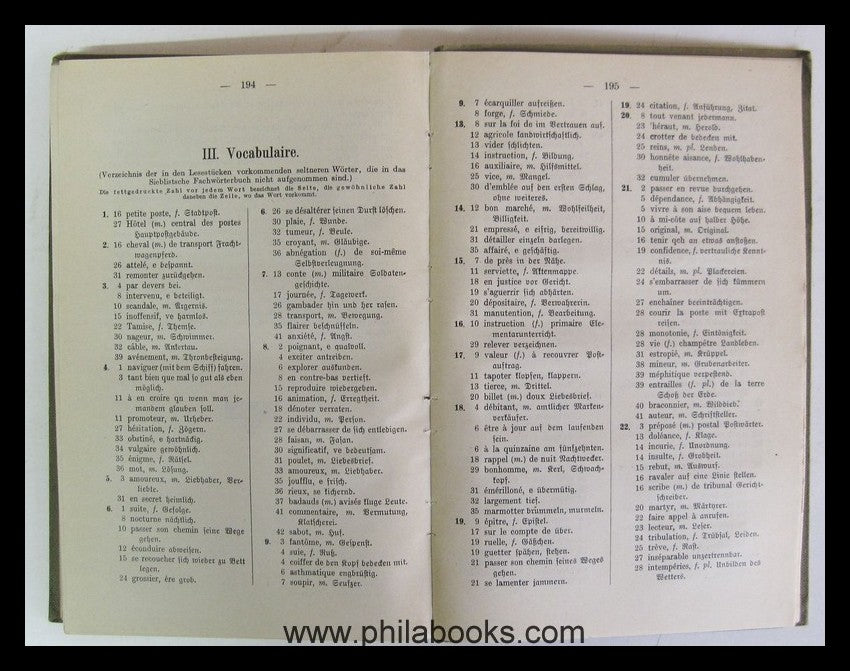 1910, Sieblist, D., French postal reading book with official letter office ...