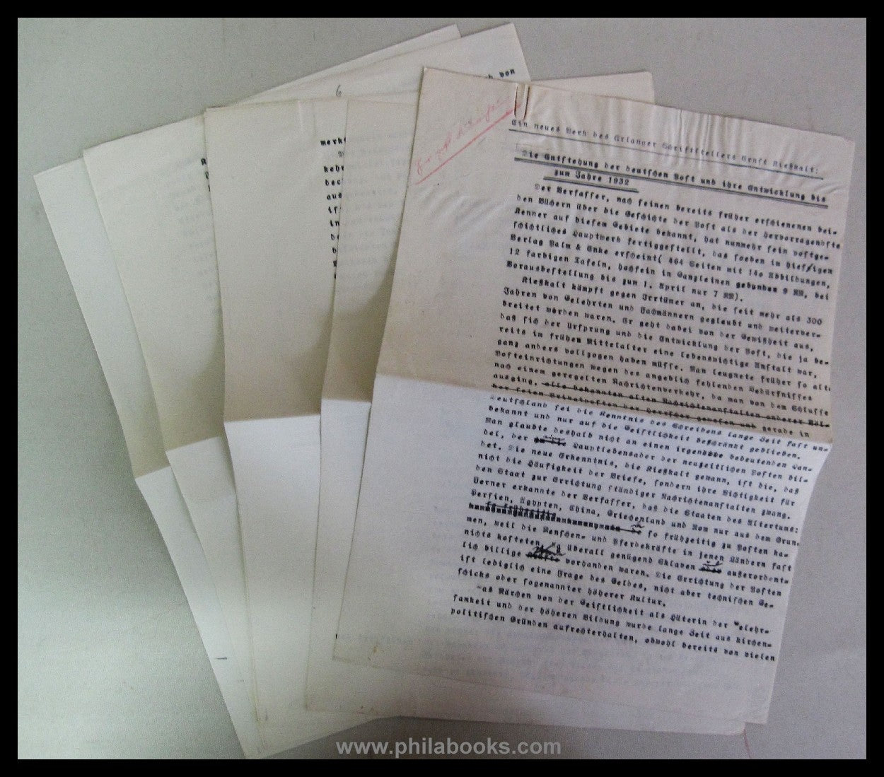 Kießkalt, E., Die Entstehung der Post und ihre Entwicklung bis zum ...