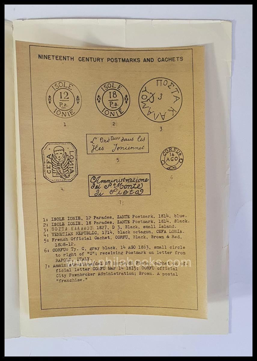 Hess Barr, Jere., The Stamps and Postmarks of the Ionian Islands, ...