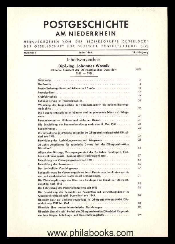 NIEDERRHEIN: Postgeschichtliche Blätter Niederrhein, 1966, Nr. 01 ...
