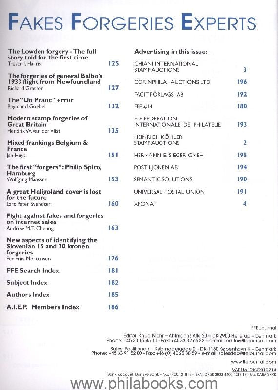 Postiljonen (ed.), FFE 13, Fakes, Forgeries, Experts, 2010, Fäls ...