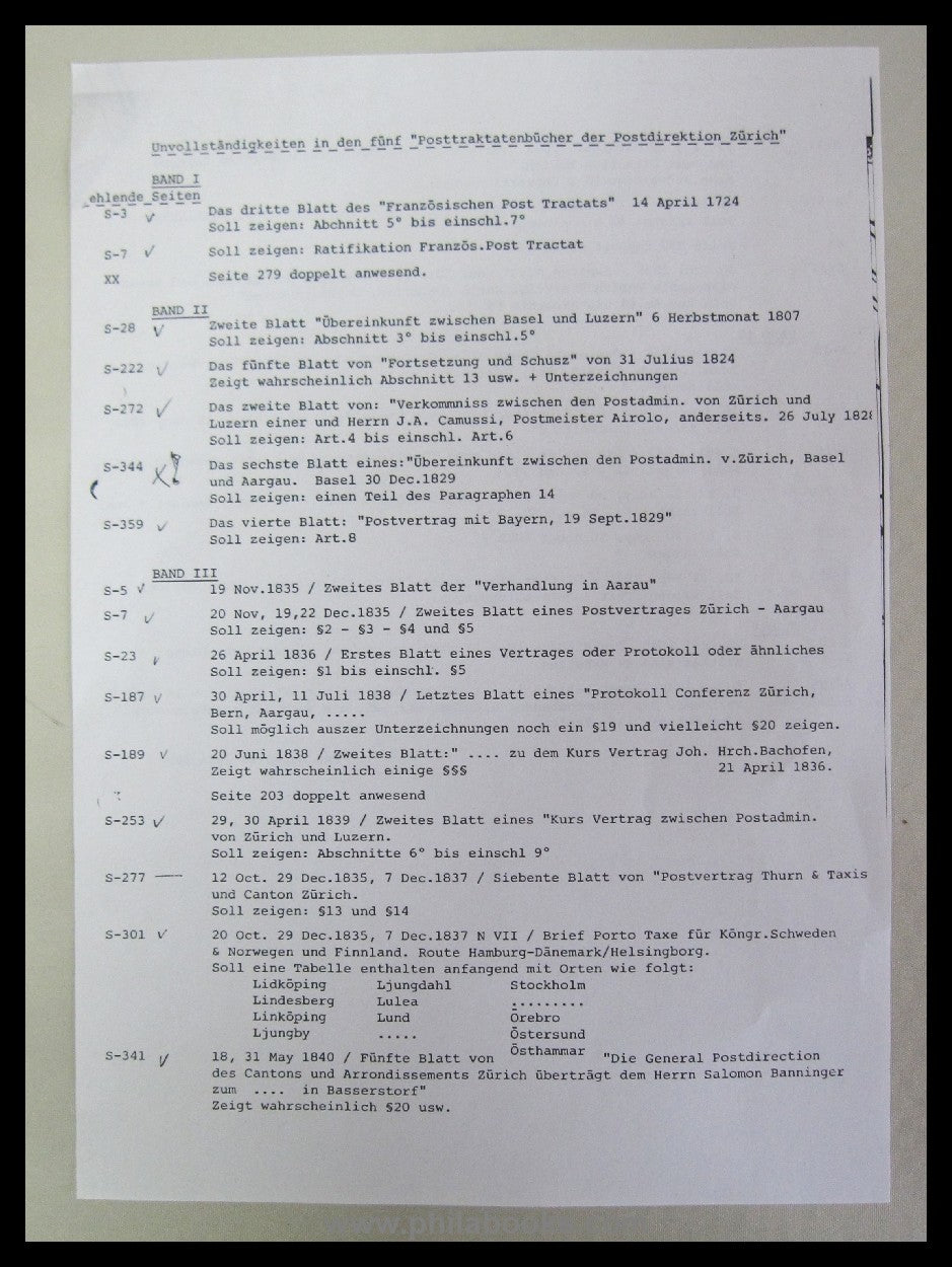 ZURICH: Consilium Philateliae Helveticae (ed.), postal treatise book ...