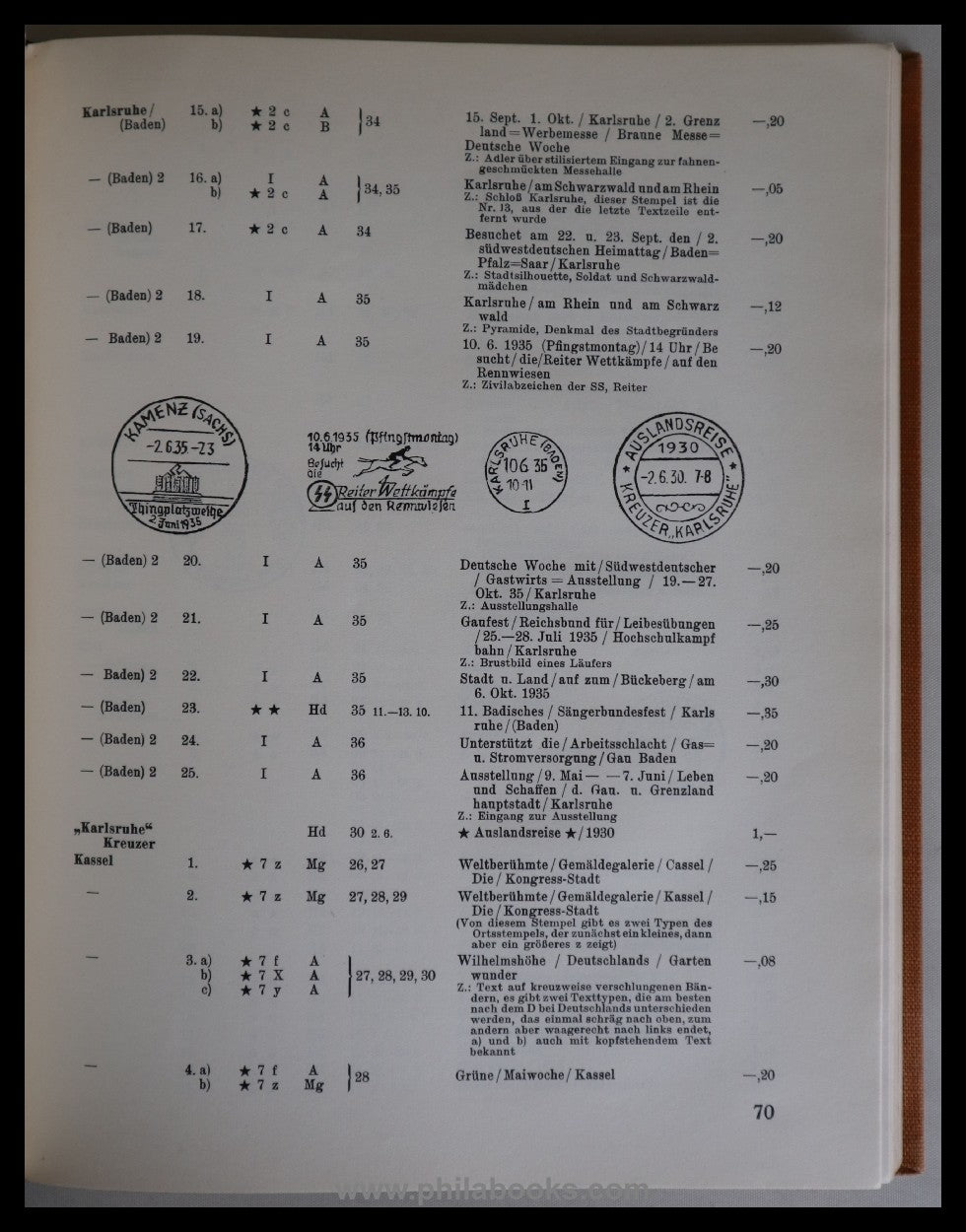 Bochmann, J., Katalog der deutschen Sonderstempel, VOLK UND REICH ...