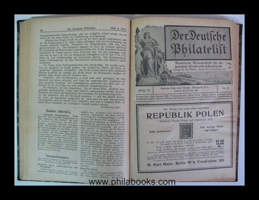 The German Philatelist, Publisher M. Kurt Maier, Berlin, Volume 1...