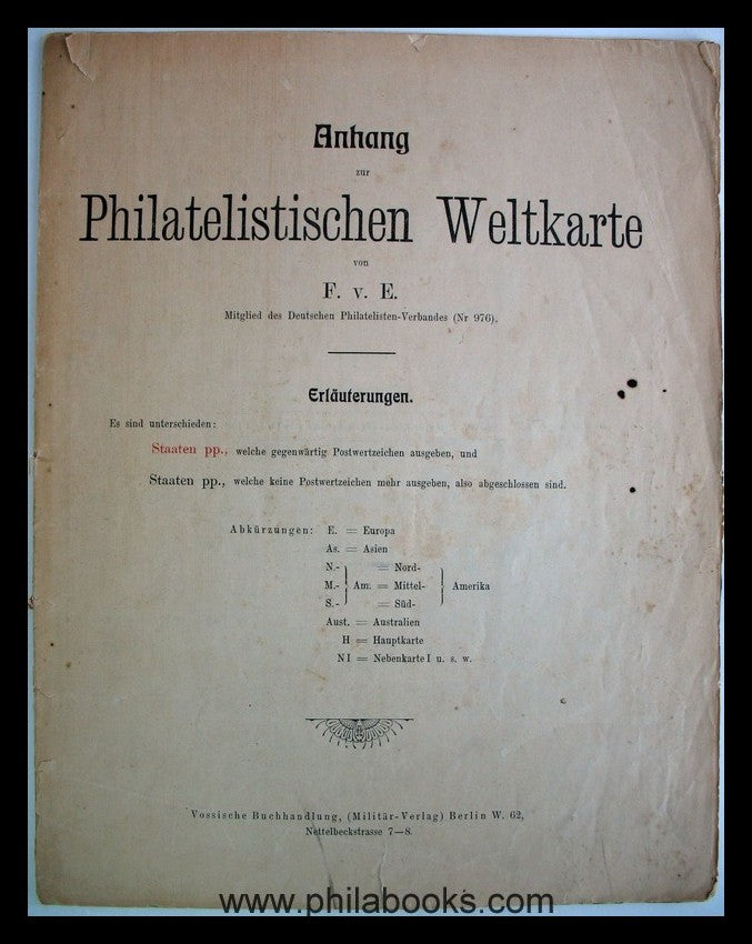 FvE, member of the German Philatelic Association (No. 976), ...