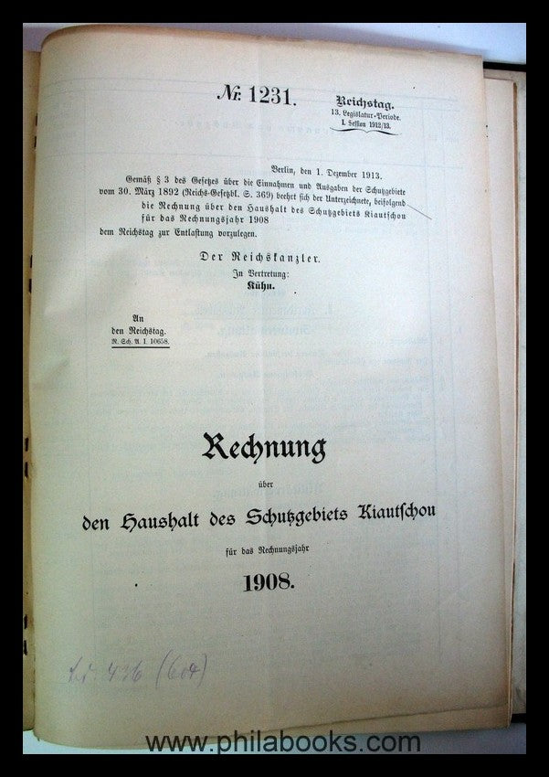 Reichskanzler Wermuth, An den Reichstag, Gemäß $ 3 des Gesetzes üb ...