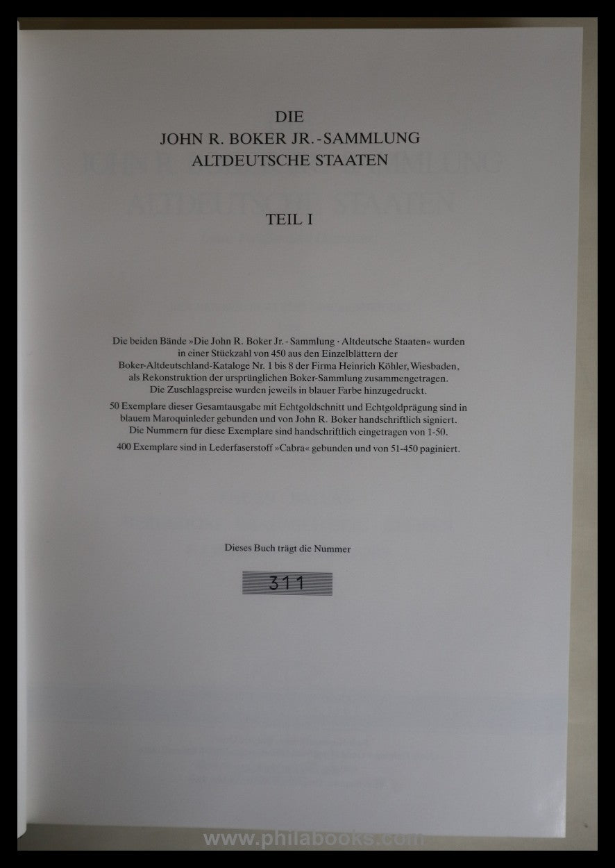 Heinrich Köhler, auction, 1991-03 'Boker'