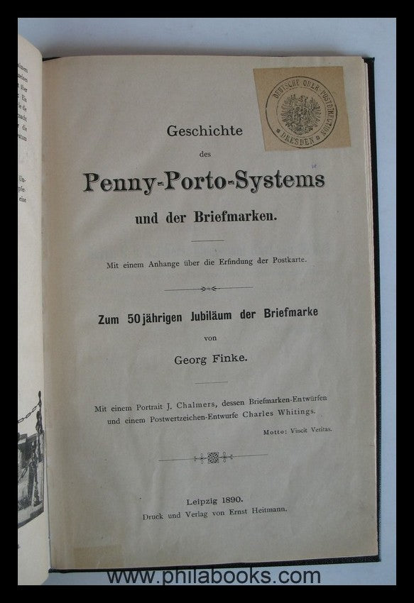 Finke, G., Geschichte des Penny-Porto-Systems und der Briefmarken, ...