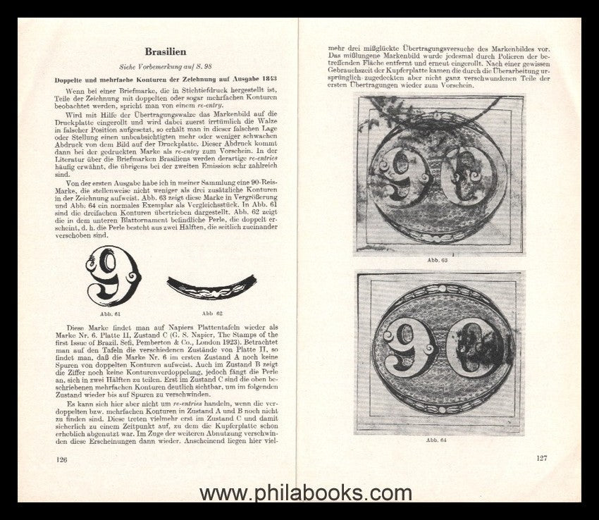 Dromberg, DA, Brazil, Large retouching of the 300 Reis stamp from 1...
