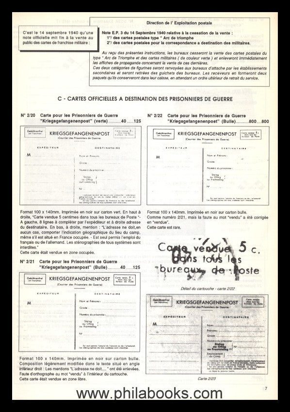 Sinais/Weingarten, Catalog des Cartes Postal es de Franchise Mi ...