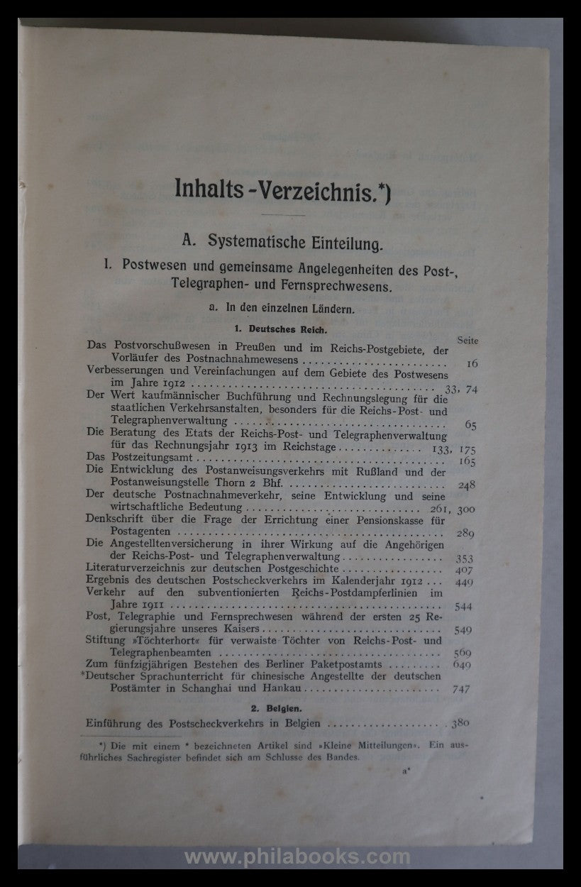 1913, archive for postal history and telegraphy, supplements to the official...