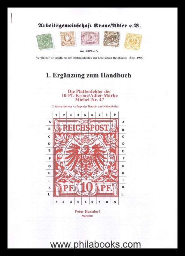 ArGe crown/eagle, the plate errors of the 10 Pfg. crown/eagle stamp...