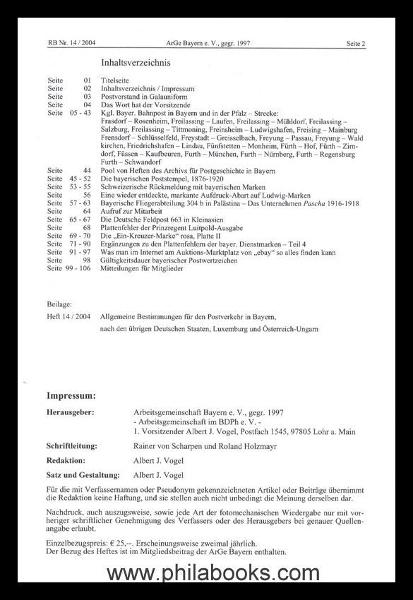 ArGe Bayern, Rundbrief Nr. 14/2004, darin u.a. Becker, Ergänzungen ...