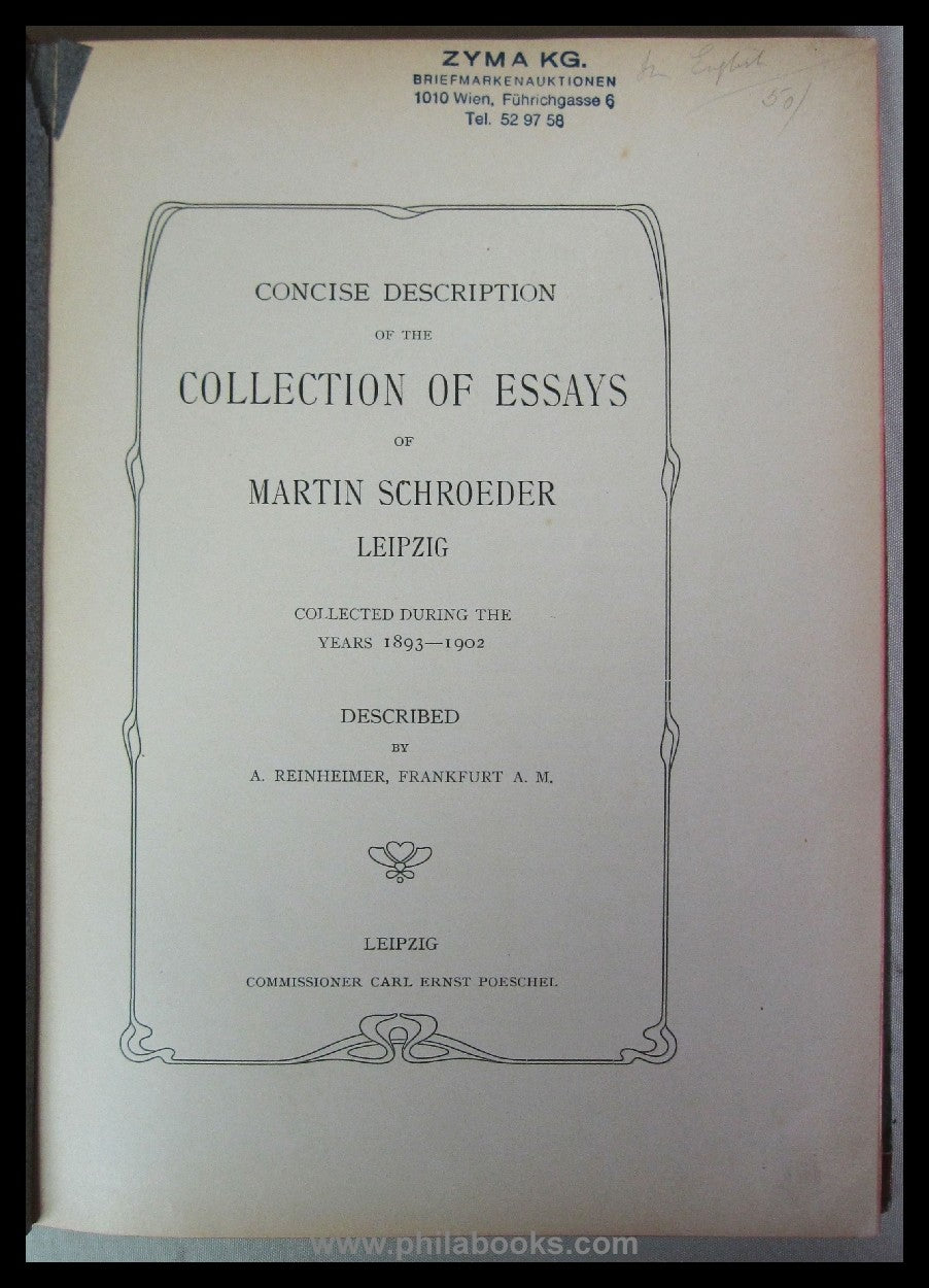 Reinheimer, A., Concise Description of the Collection of Essays of ...