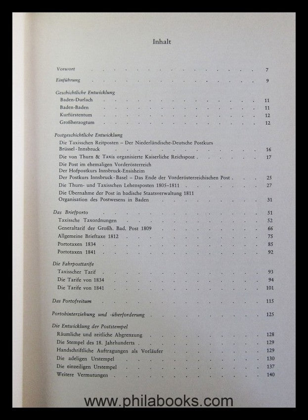 Graf, E., Handbuch der badischen Vorphilatelie 1700-1851, 1971, Po ...