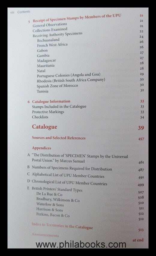 Bendon, J., UPU Specimen Stamps 1878-1961, 2nd edition, 2015, color ...