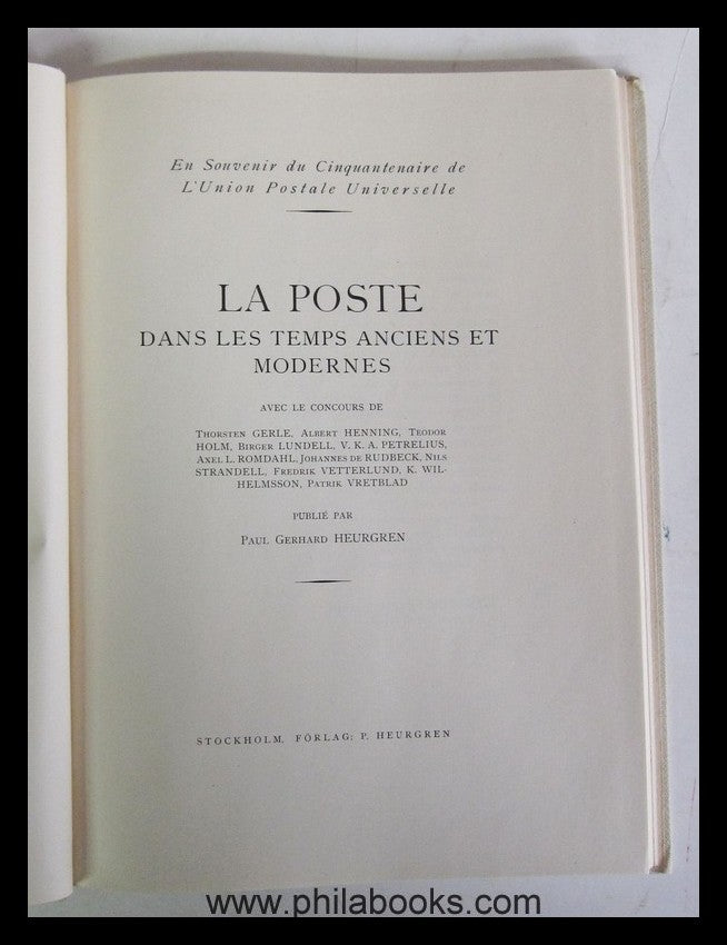 Heurgren, PG (ed.), La Poste dans les temps anciens et modern...