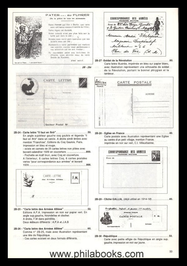 Sinais/Weingarten, Catalogue des Cartes Postales de Franchise mili ...