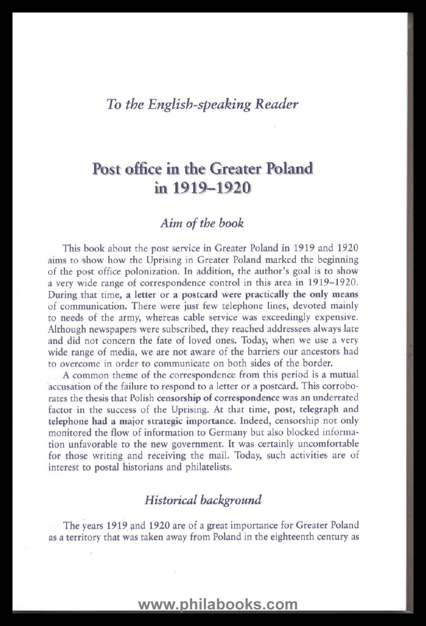 Auleytner, Prof. Dr. J., Die Post in Großpolen 1919 – 1920, Warsch ...