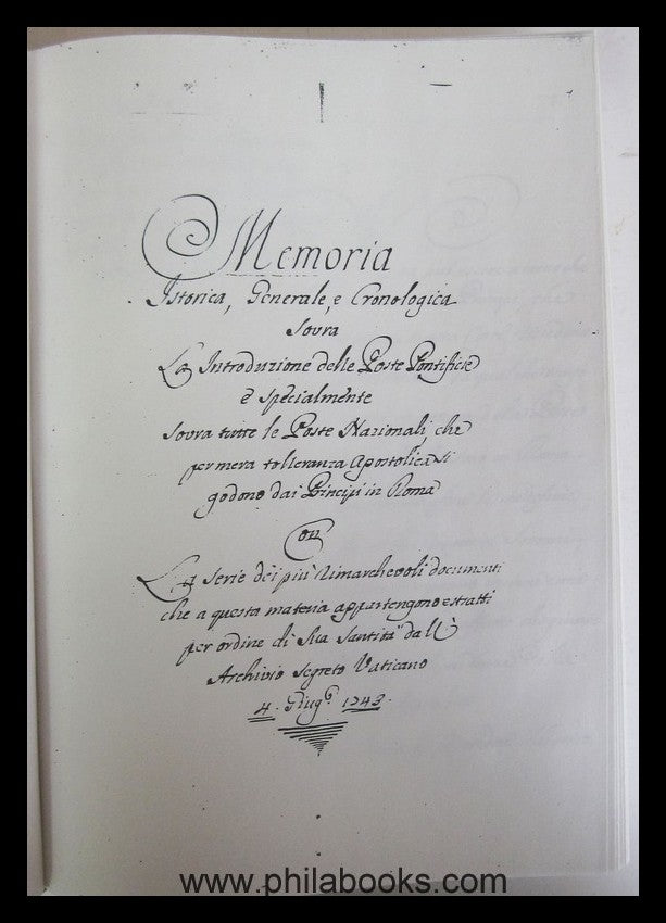 Consilium Philateliae Helveticae (Hrsg.), Memoria Istorica, Genera ...