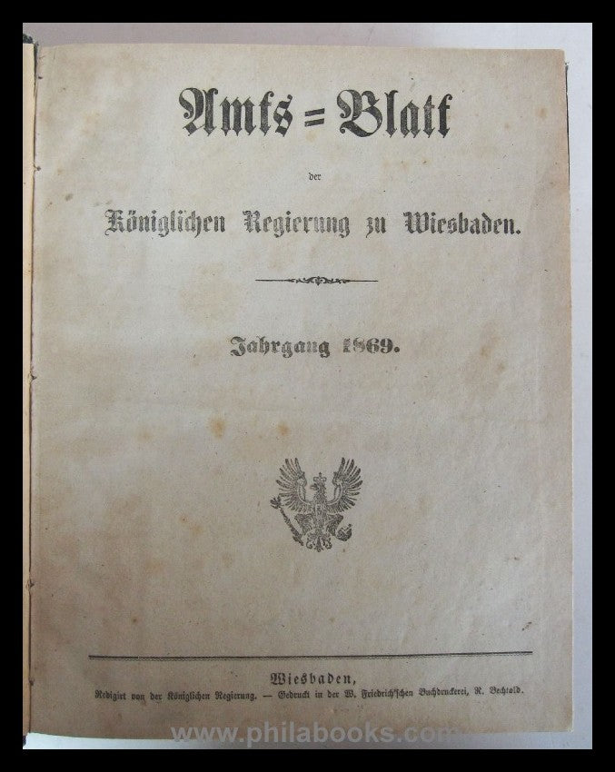1869-1871, official gazette of the Royal Government of Wiesbaden in 3...